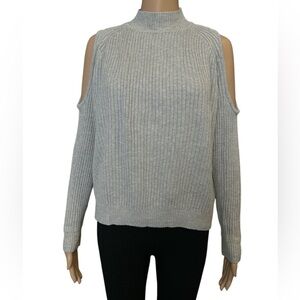 Grey Cold Shoulder Knit Sweater - Size Small